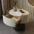 Saddle Leather Nightstand With Mushroom Base - image 3