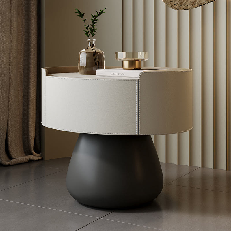 Saddle Leather Nightstand With Mushroom Base - image 2