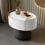 Saddle Leather Nightstand With Mushroom Base - 2xWhite - image 7