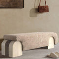 Creative Bedroom Upholstered Solid Wood Bedside Bench - Beige - image 0