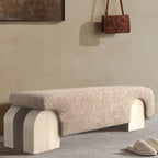Creative Bedroom Upholstered Solid Wood Bedside Bench - Beige - image 0