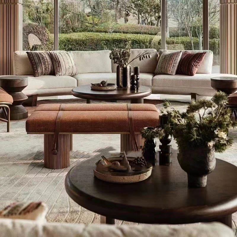 Retro Solid Wood Living Room Sofa Bench - image 2