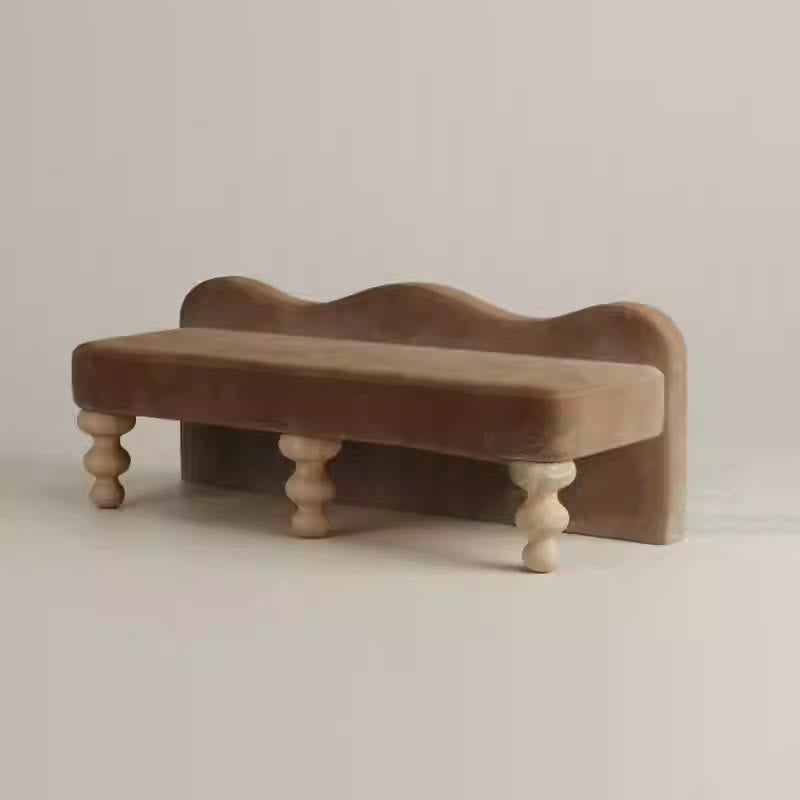 Fan-shaped Back Living Room Sofa Bench - Brown - image 0