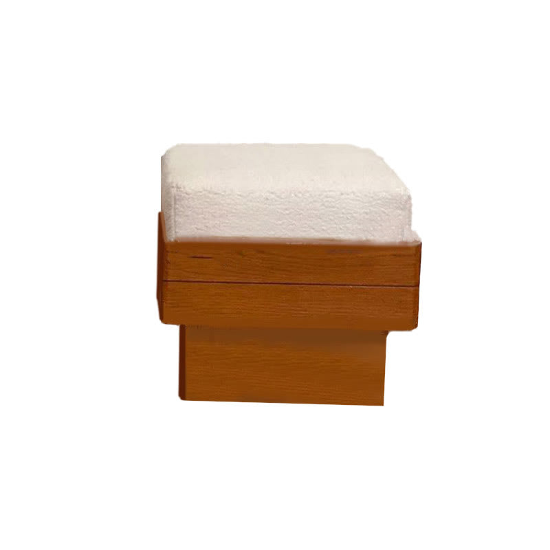 Retro Red-brown Lamb Fur Chair Bedroom Ottoman