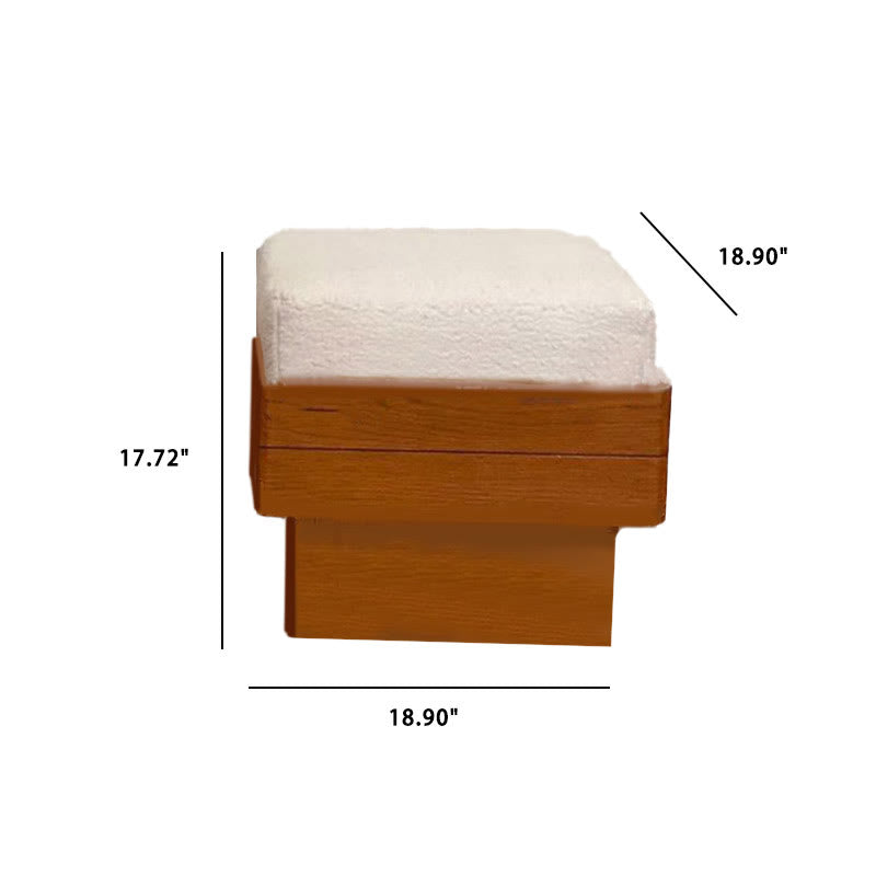 Retro Red-brown Lamb Fur Chair Bedroom Ottoman