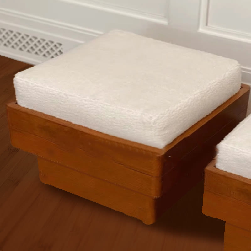 Retro Red-brown Lamb Fur Chair Bedroom Ottoman - Reddish brown - image 0