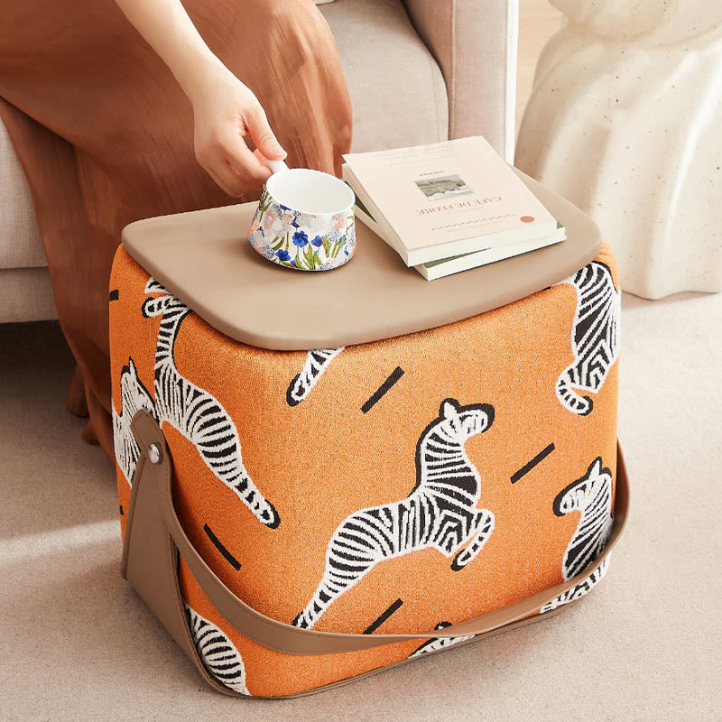 Zebra Portable Shoe Ottoman - Orange(Without storage function) - image 0