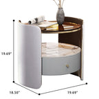Glass Countertop Saddle Leather Nightstand - image 9