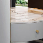 Glass Countertop Saddle Leather Nightstand - image 8