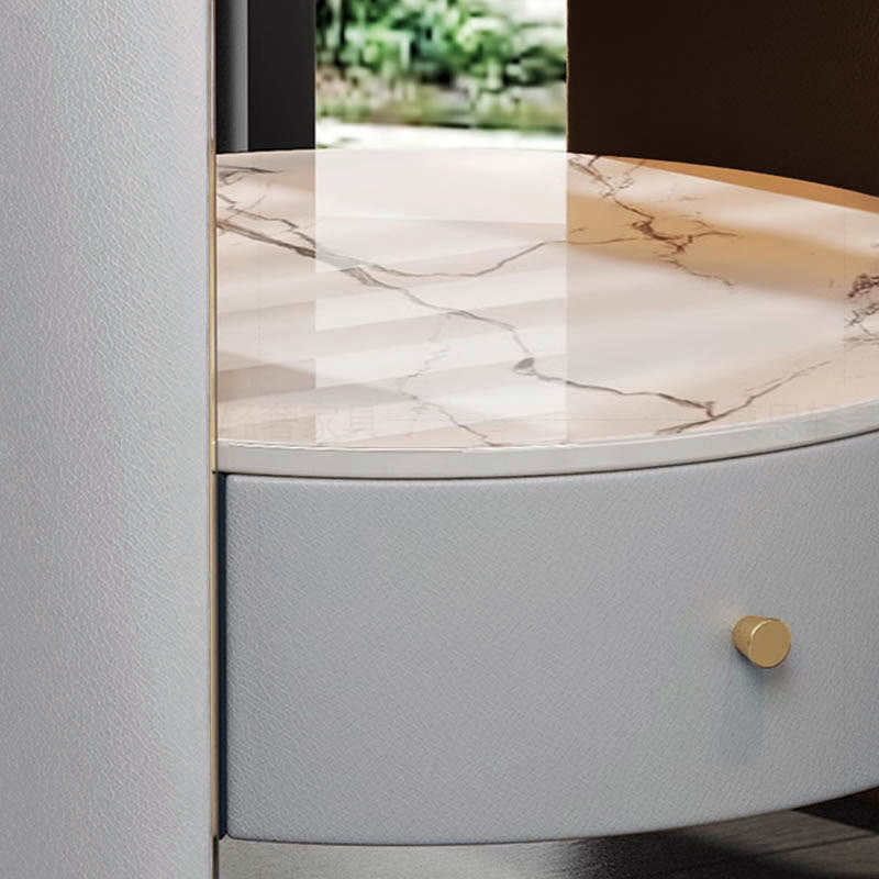 Glass Countertop Saddle Leather Nightstand - image 8