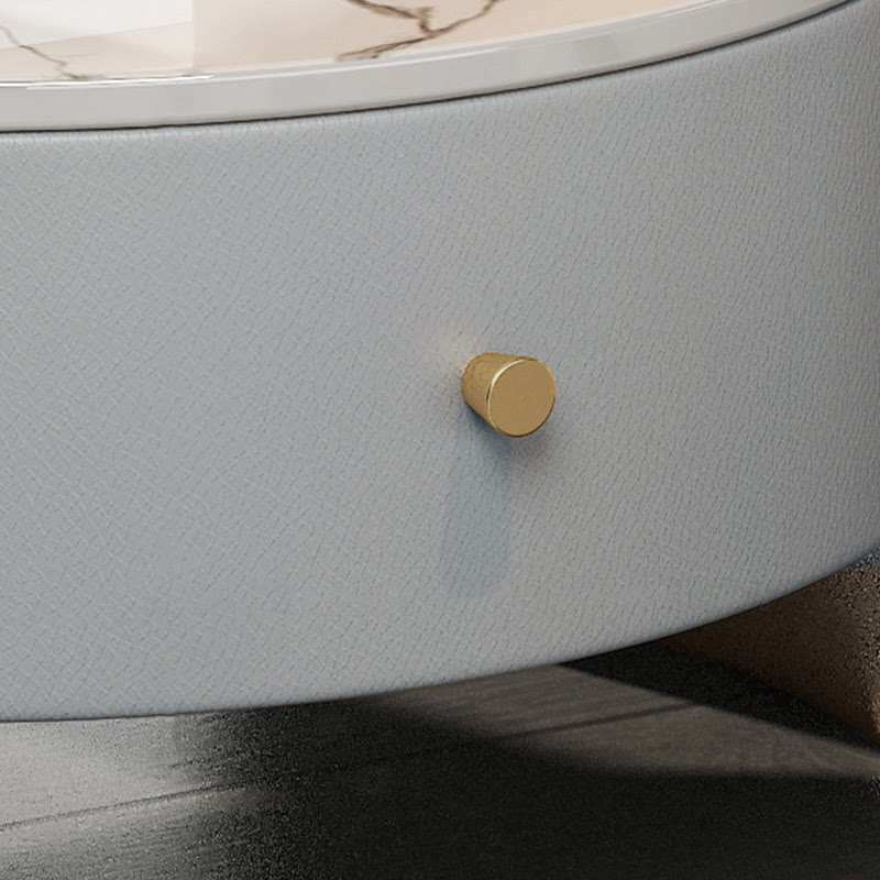 Glass Countertop Saddle Leather Nightstand - image 7