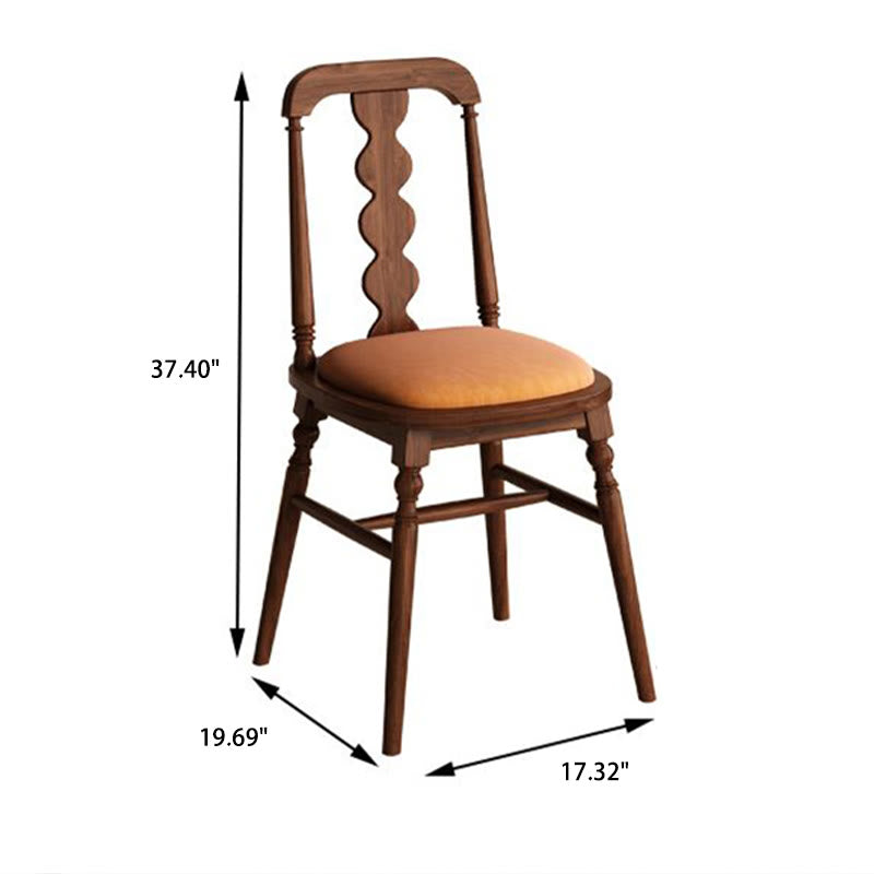 1x/2x Retro Leisure Backrest Solid Wood Chair