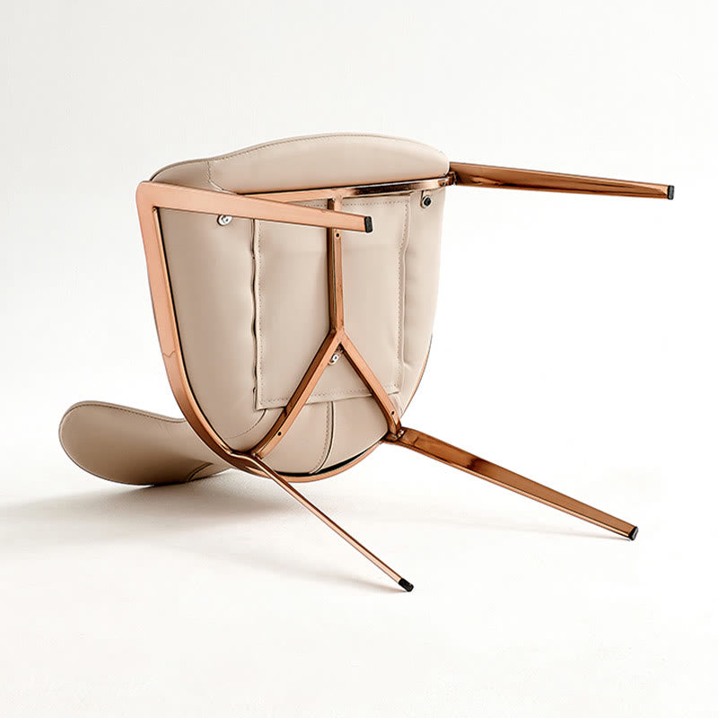 1x/2x Saddle Leather Simple Dining Chair With Armrests