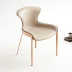 1x/2x Saddle Leather Simple Dining Chair With Armrests - Beige - 2x - image 0