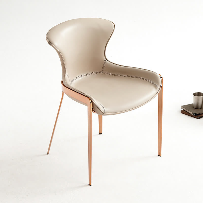 1x/2x Saddle Leather Simple Dining Chair With Armrests - Beige - 2x - image 0