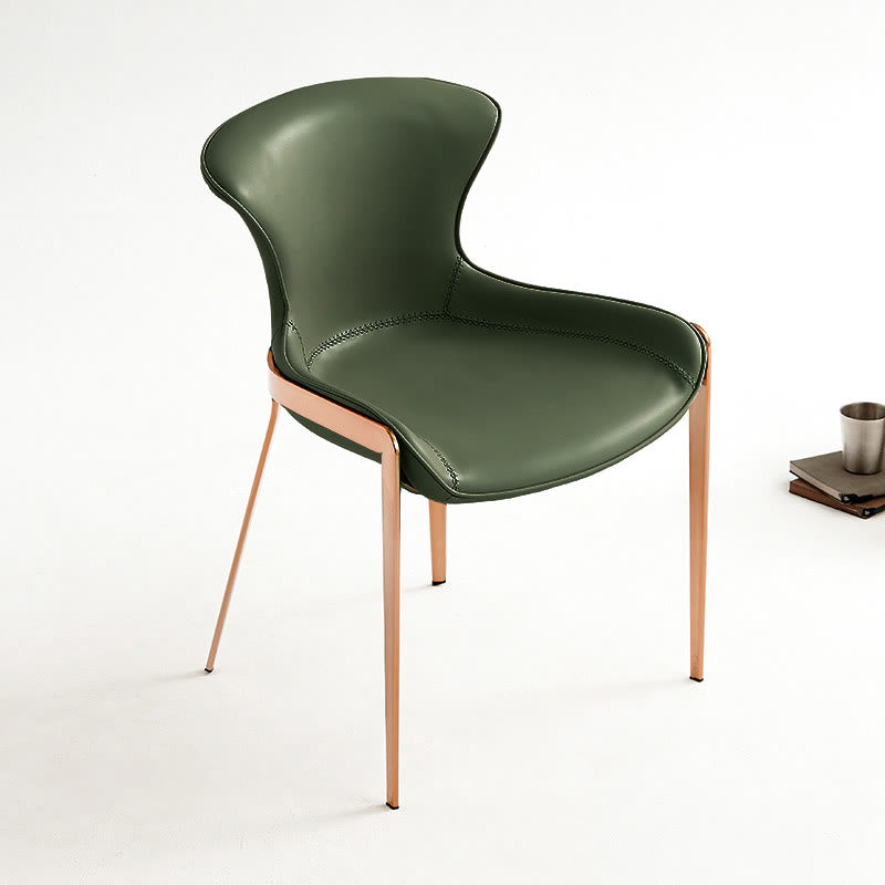 1x/2x Saddle Leather Simple Dining Chair With Armrests - Dark Green - 2x - image 3