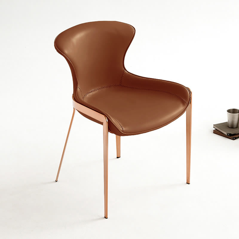 1x/2x Saddle Leather Simple Dining Chair With Armrests
