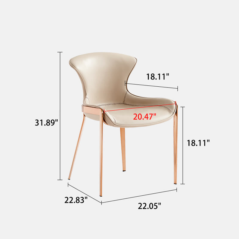 1x/2x Saddle Leather Simple Dining Chair With Armrests