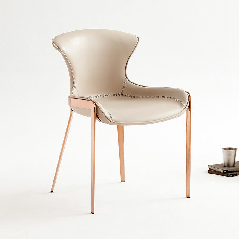 1x/2x Saddle Leather Simple Dining Chair With Armrests