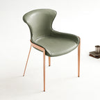 1x/2x Saddle Leather Simple Dining Chair With Armrests - Light Green - 2x - image 4