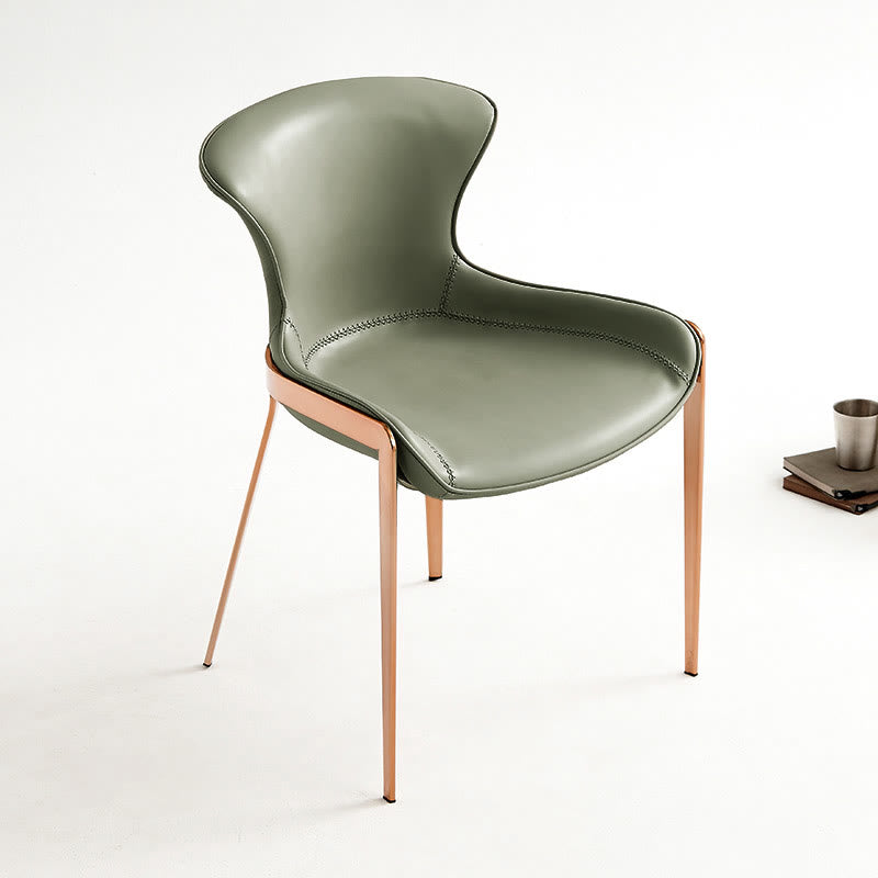 1x/2x Saddle Leather Simple Dining Chair With Armrests