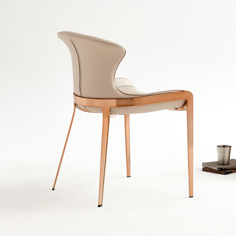 1x/2x Saddle Leather Simple Dining Chair With Armrests