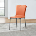 1x/2x Modern Minimalist Saddle Leather Dining Chair - Orange - 2x - image 0