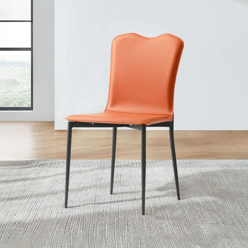 1x/2x Modern Minimalist Saddle Leather Dining Chair - Orange - 2x - image 0