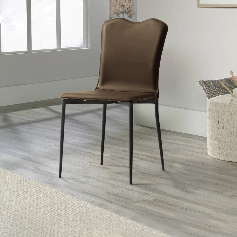1x/2x Modern Minimalist Saddle Leather Dining Chair - Brown - 2x - image 3