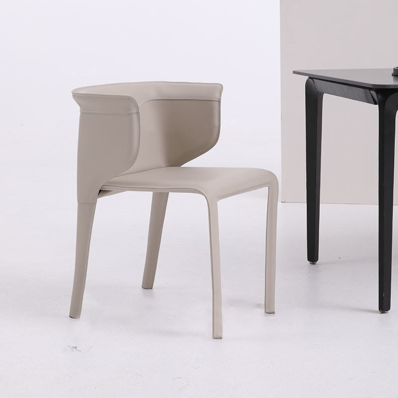 1x/2x Modern Curved Wrap-around Saddle Leather Dining Chair - Beige - 2x - image 7