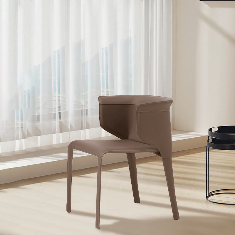 1x/2x Modern Curved Wrap-around Saddle Leather Dining Chair - Brown - 2x - image 4