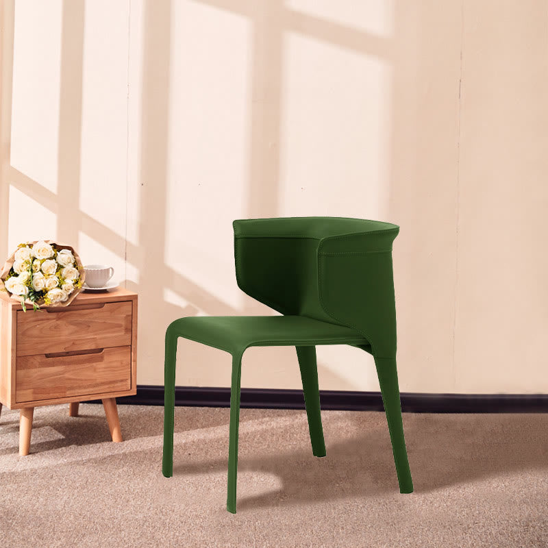 1x/2x Modern Curved Wrap-around Saddle Leather Dining Chair - Dark Green - 2x - image 5
