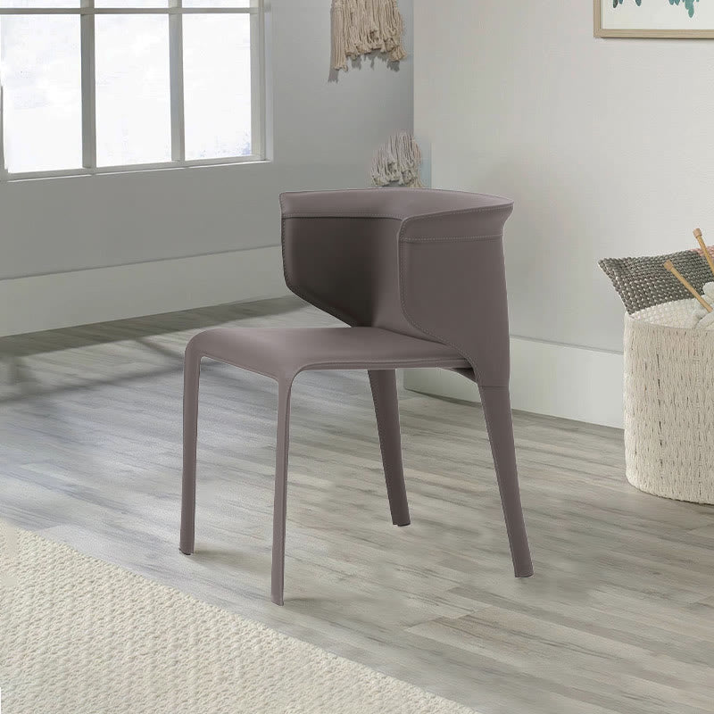 1x/2x Modern Curved Wrap-around Saddle Leather Dining Chair - Medium Gray - 2x - image 3