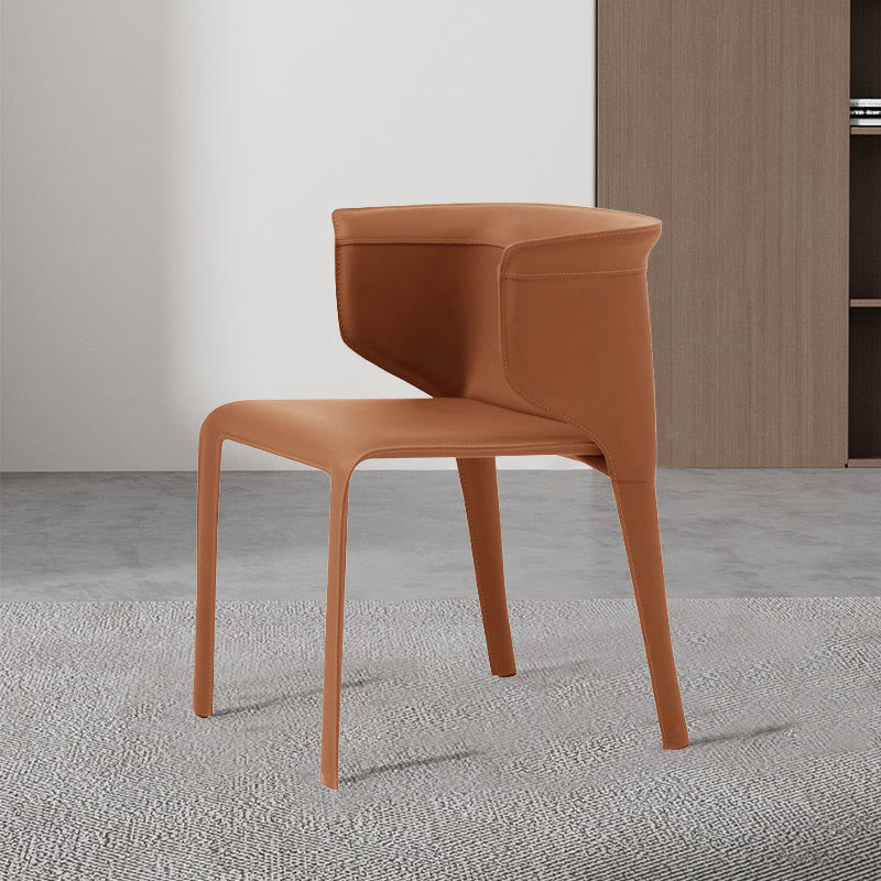 1x/2x Modern Curved Wrap-around Saddle Leather Dining Chair - Orange - 2x - image 8