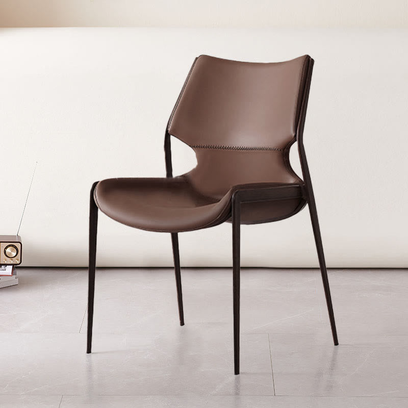 1x/2x Saddle Leather Living Room Backrest Dining Chair