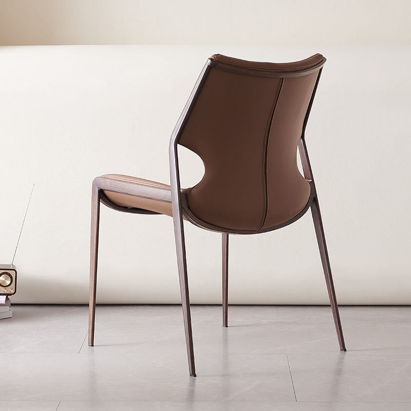 1x/2x Saddle Leather Living Room Backrest Dining Chair