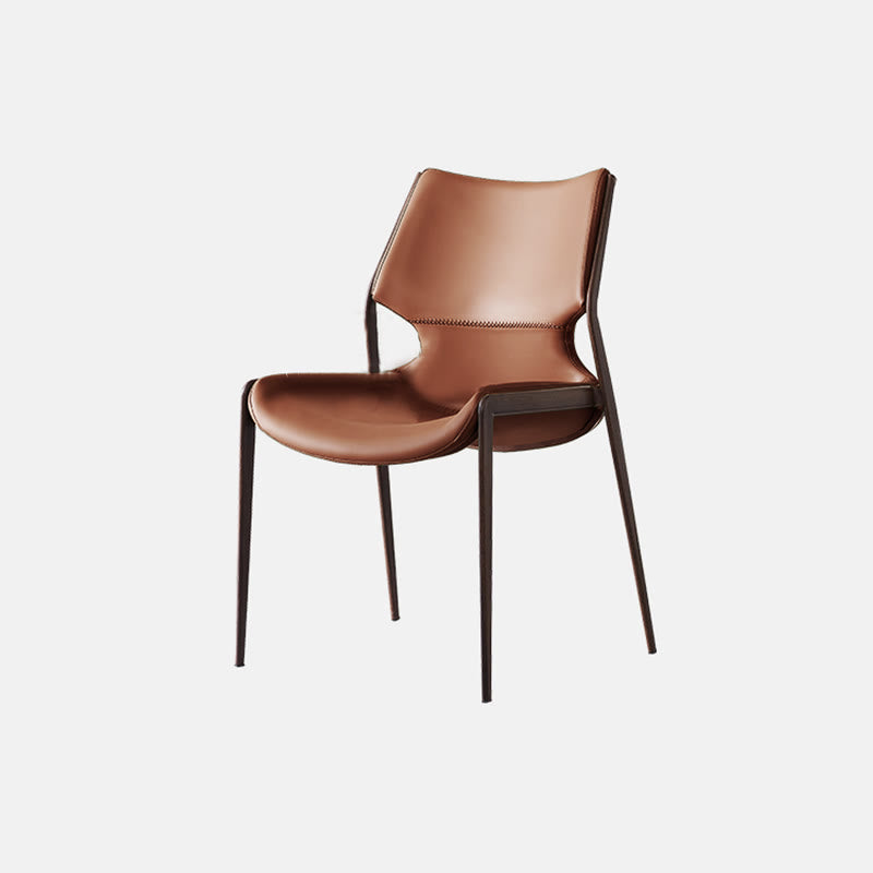 1x/2x Saddle Leather Living Room Backrest Dining Chair