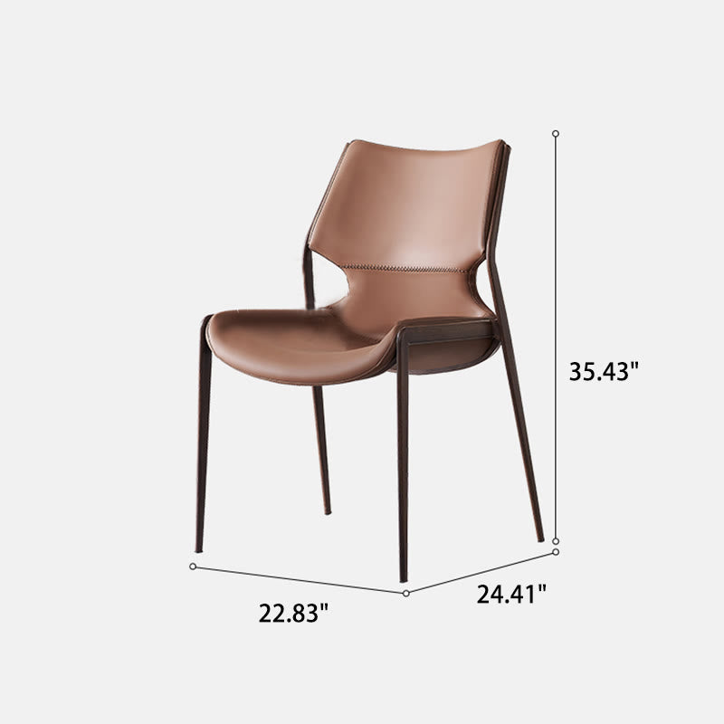 1x/2x Saddle Leather Living Room Backrest Dining Chair