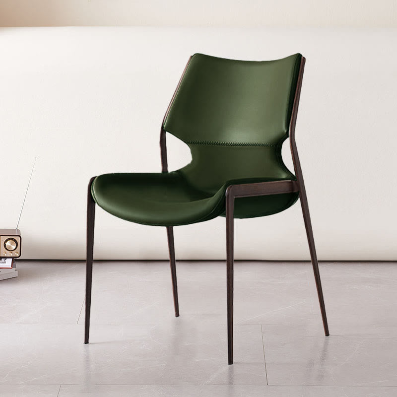 1x/2x Saddle Leather Living Room Backrest Dining Chair - Dark Green - 2x - image 3