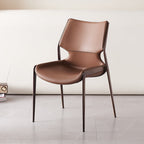 1x/2x Saddle Leather Living Room Backrest Dining Chair - Orange Brown - 2x - image 0
