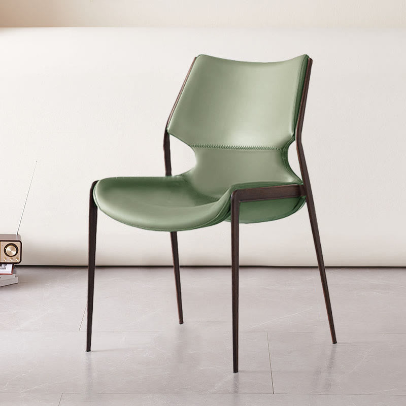 1x/2x Saddle Leather Living Room Backrest Dining Chair