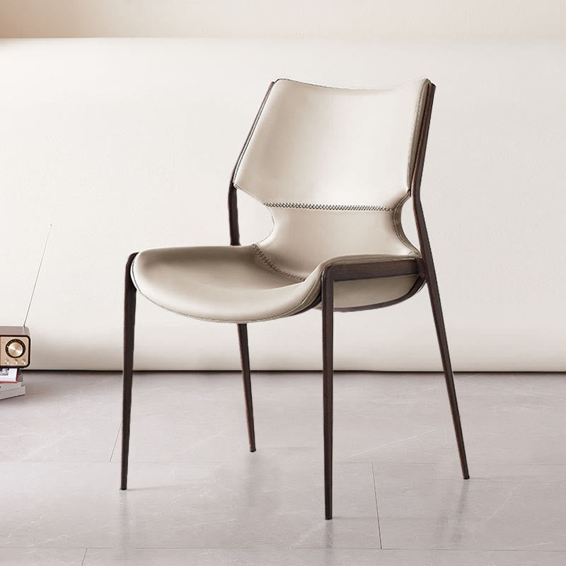 1x/2x Saddle Leather Living Room Backrest Dining Chair