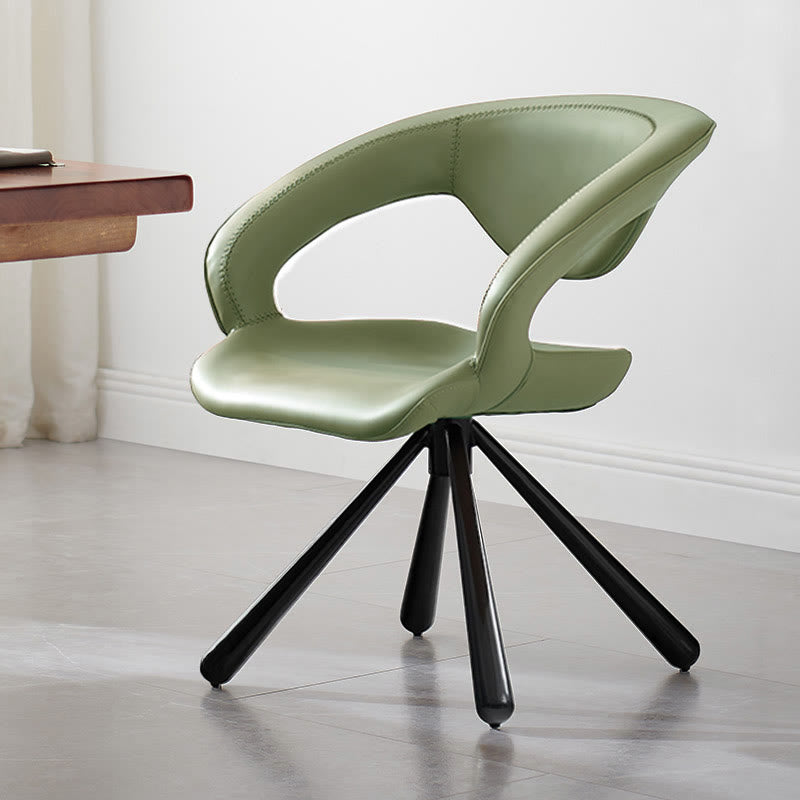 1x/2x Swivel Saddle Leather Dining Chair With Armrests