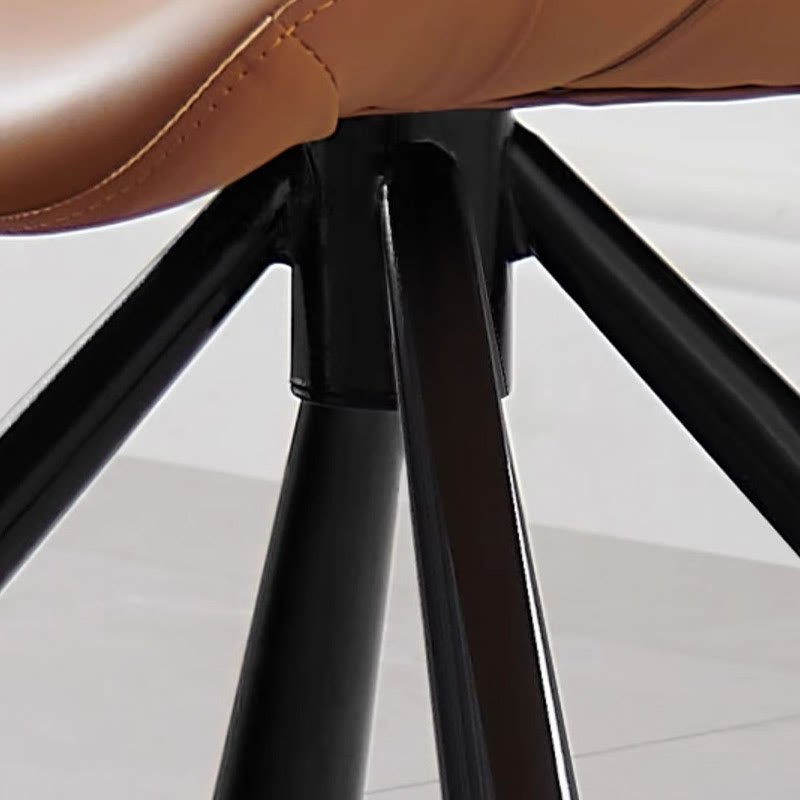 1x/2x Swivel Saddle Leather Dining Chair With Armrests