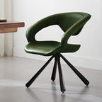1x/2x Swivel Saddle Leather Dining Chair With Armrests - Dark Green - 2x - image 4