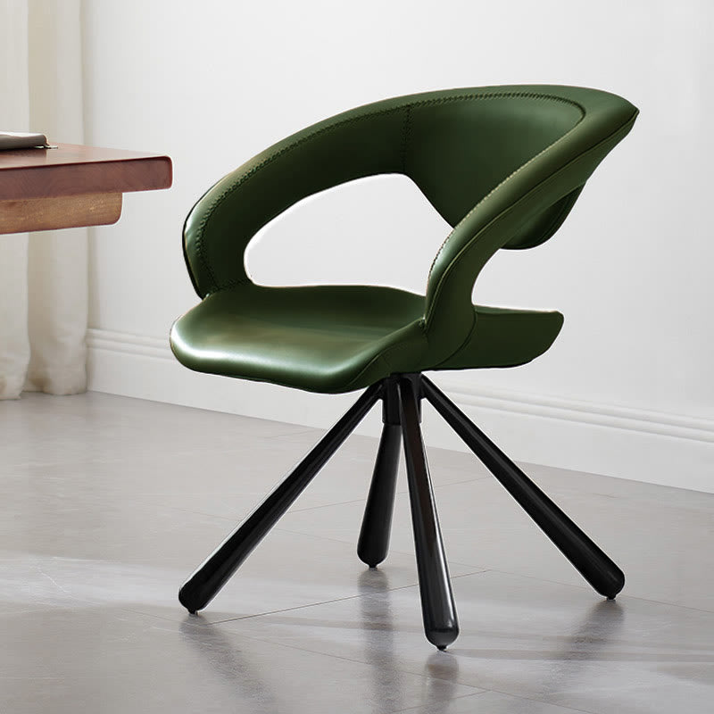 1x/2x Swivel Saddle Leather Dining Chair With Armrests