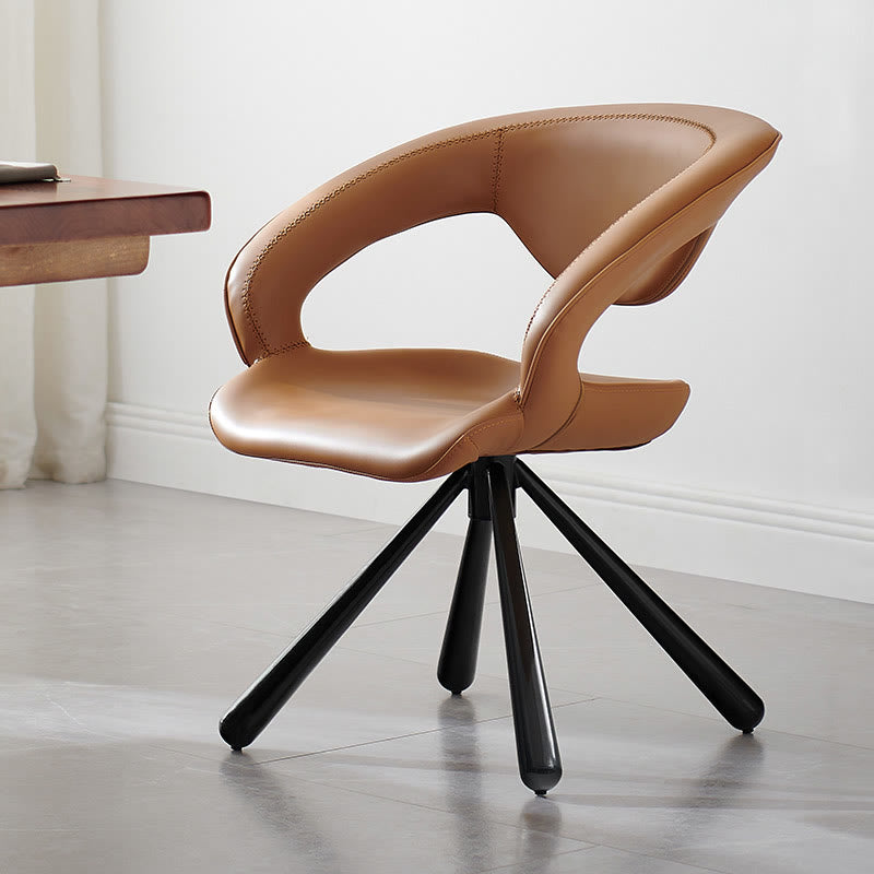 1x/2x Swivel Saddle Leather Dining Chair With Armrests - Orange - 2x - image 2