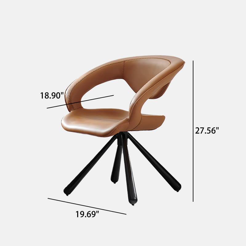 1x/2x Swivel Saddle Leather Dining Chair With Armrests