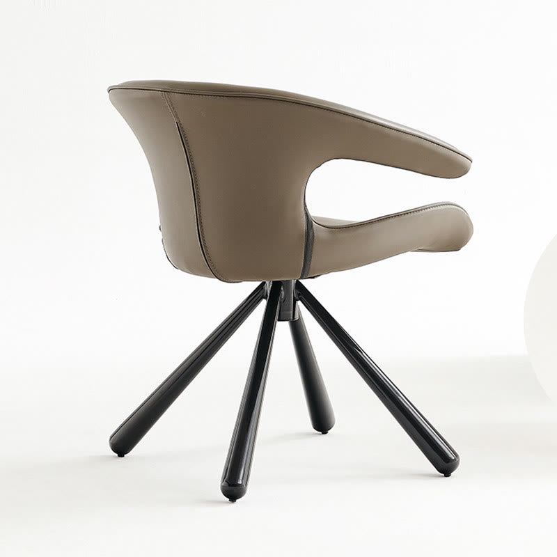 1x/2x Modern Swivel Saddle Leather Dining Chair With Armrests