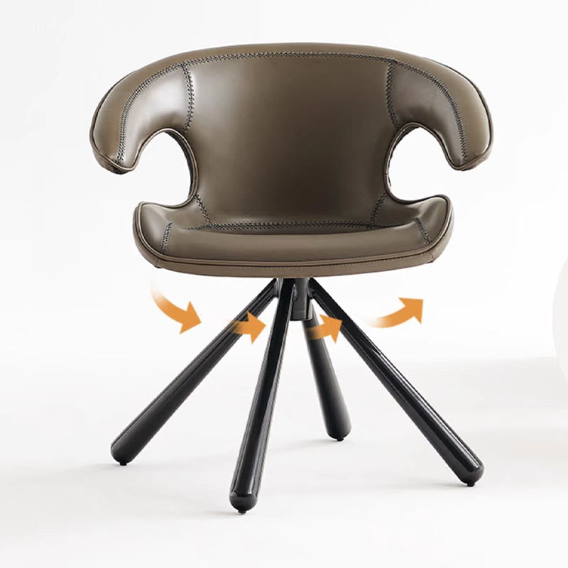 1x/2x Modern Swivel Saddle Leather Dining Chair With Armrests - image 9